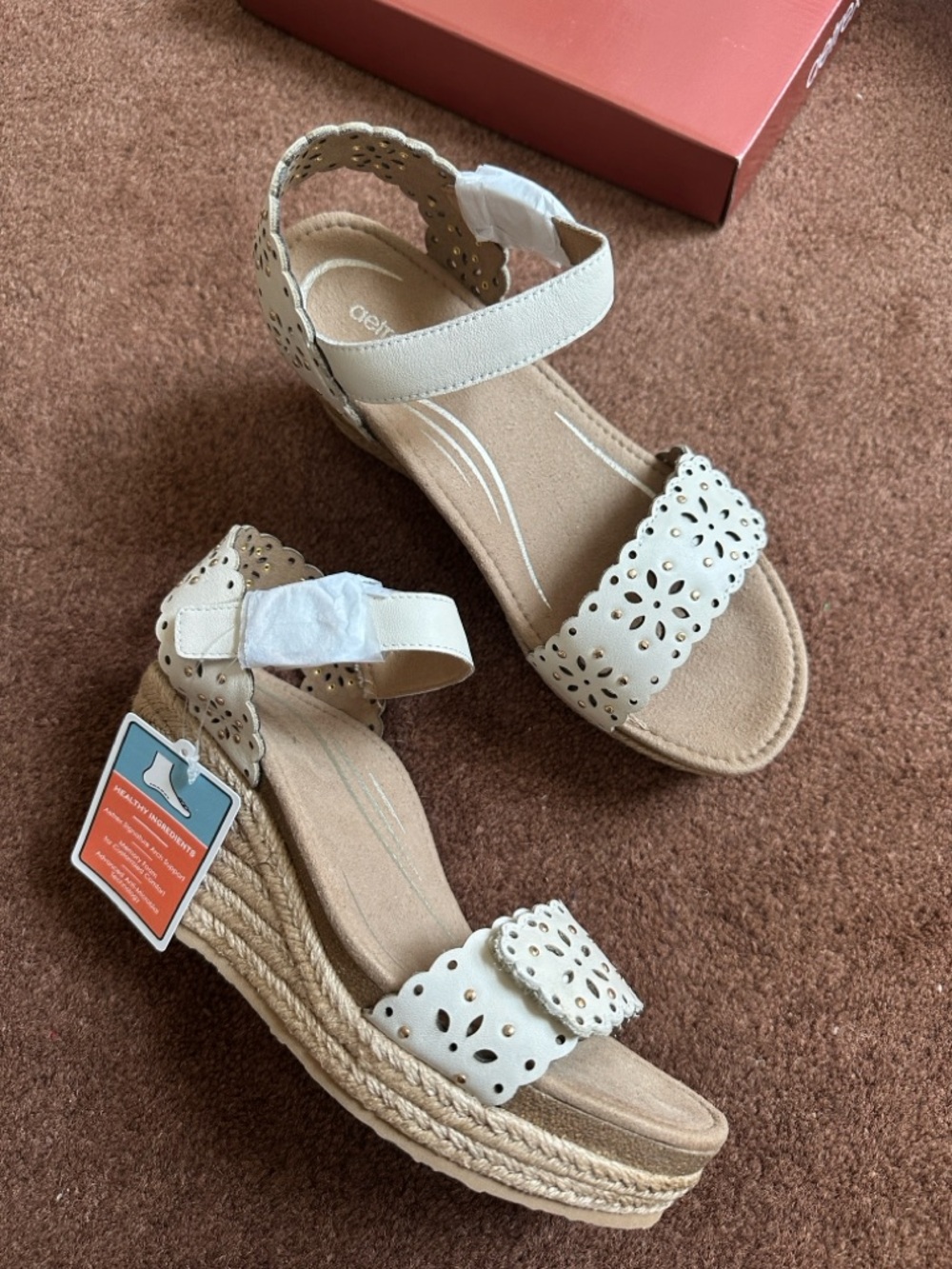 Aetrex Sydney Quarter Strap Espadrille Wedge size US 7.5 8 EU 38